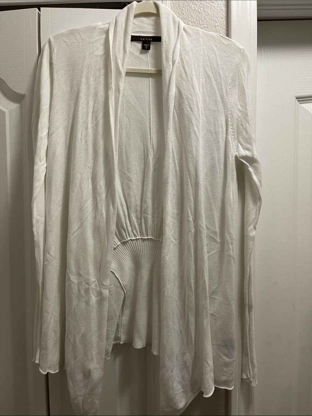 Fever Open-Front White Lightweight Draped Cardigan